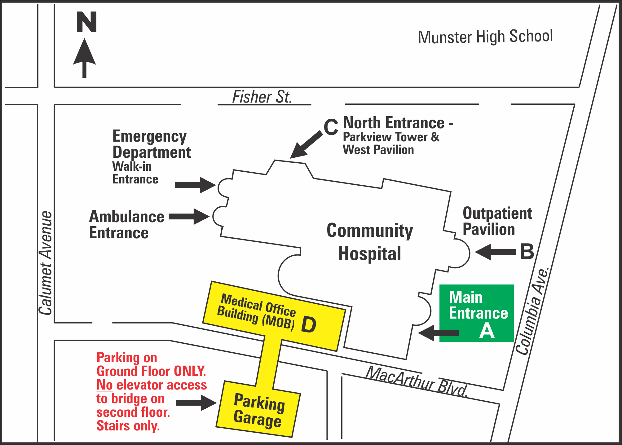 Community Hospital Entrance Map for Parking Garage Expansion